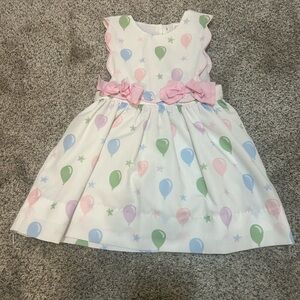 Whimsical Balloon Print Kids Dress with Pink Bow